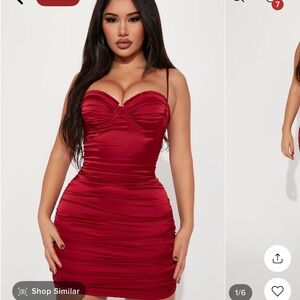 Fashion nova out and about satin mini dress red corset silk look dress